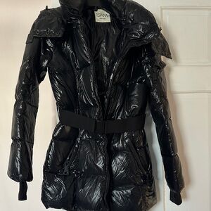 SAM. Shiny Black Belted Puffer Jacket